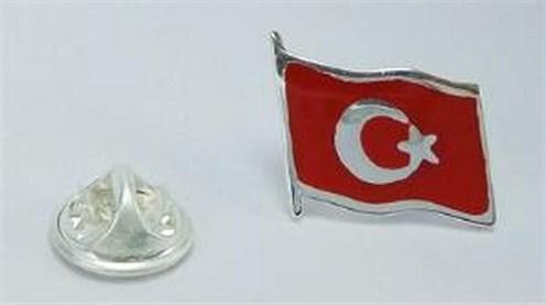 Türk Bayrağı Mineli Gümüş Rozet