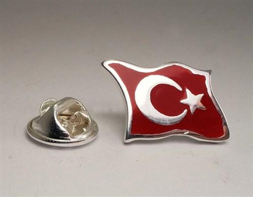 Ay Yıldız Türk Bayrağı Gümüş Rozet