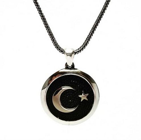 Türk Bayrağı Ay Yıldız Erkek Gümüş Kolye Zincir