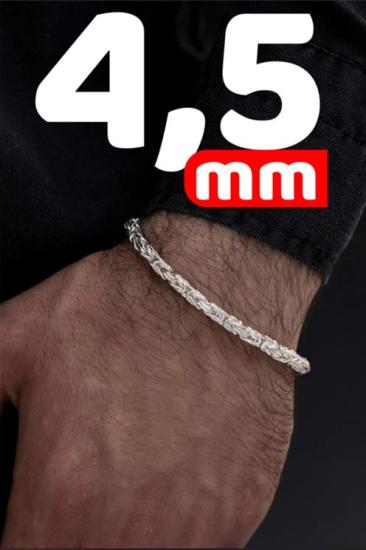 OSMANLI GÜMÜŞ Parlak Kare Kral 4.5 mm20 cm Erkek Gümüş Bileklik